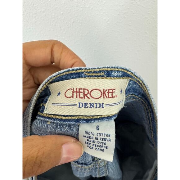 Vintage Cherokee Denim Carpenter Shorts Size 6 High Rise Utility Y2K - Picture 4 of 4